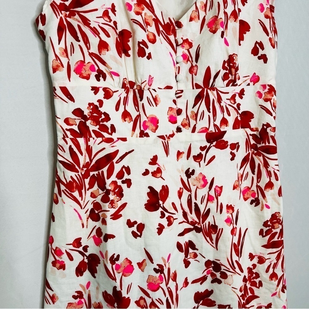 Banana Republic Linen & Cotton Blend Red, Pink & White Floral Mini Dress. Size 8 - Picture 7 of 16